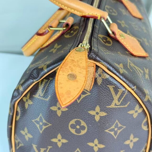 Louis Vuitton Monogram Canvas Speedy 30 Top Handle Bag with Brown Pattern - Picture 5 of 9
